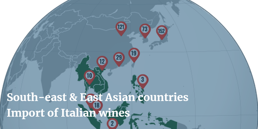 South-east Asia and East Asia Import of Italian wine elaborated by Vito Donatiello